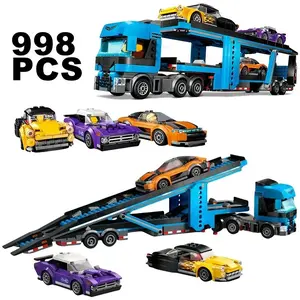 998-piece Urban Series Sports Car Transport Vehicle, 60408 Creative Car Building Block Toy Set, Stem Building Blocks, Boys and Girls Christmas Birthday Gifts