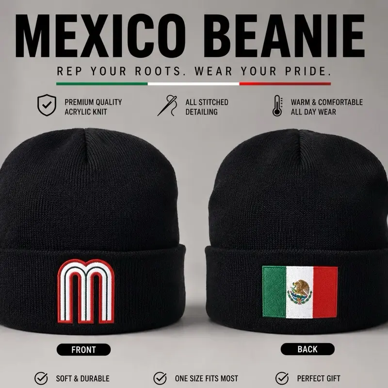 Classic Mexico Standard Stitched Unisex Beanie - Warm Winter Hat