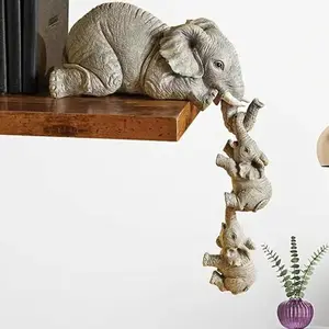 Elephant Family Design Statue, Decorative Figurines, 3 Counts/set Cute Desktop Ornament, Sculpture Desk Decor, Animal Themed Home Decor Accent, Desktop Decoration for Living Room Bedroom Office