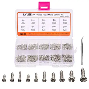 1000 count mini screw kit M1 M1.2 M1.4 M1.7 Phillips pan   Screws Self-Tapping  small metric screw PA Nickel-Plated