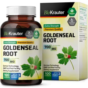 BioKrauter Goldenseal Root Supplement 700mg - 100 Capsules, Vegan, Extra Strength, Premium Quality, German Technology, GMP Certified - Healthcare