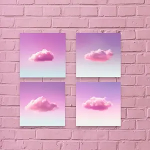 Pink Room Decor Aesthetic, Clouds Retro Cute Wall Art Prints, Dreamy Abstract Posters for Aesthetic Unframed, 8x10in or 11x14 inches, Set of 4, Cute Bedroom Wall Paintings, Posters for Living Room Girls Bedroom Bathroom Aesthetic, UNFRAMED Ornaments