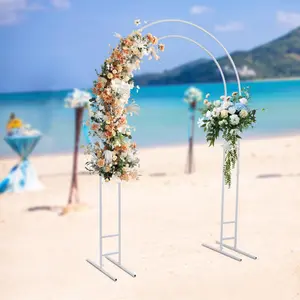 7.2ft Metal Wedding Arch, Garden Arbor Wedding Arch, Balloon Arch Backdrop Arch Stand with Base, Climbing Plants for Wedding, Bridal, Garden, Yard, Indoor Outdoor Party Decoration (White) Design