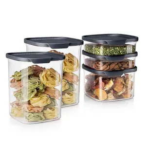 Tupperware Ultra Clear Square 5-Piece Set - Airtight Containers for Pantry & Countertop Storage - 1.7L, 3.6L, 825mL Sizes - Tritan Material - Cosmos Seals - Dishwasher Safe