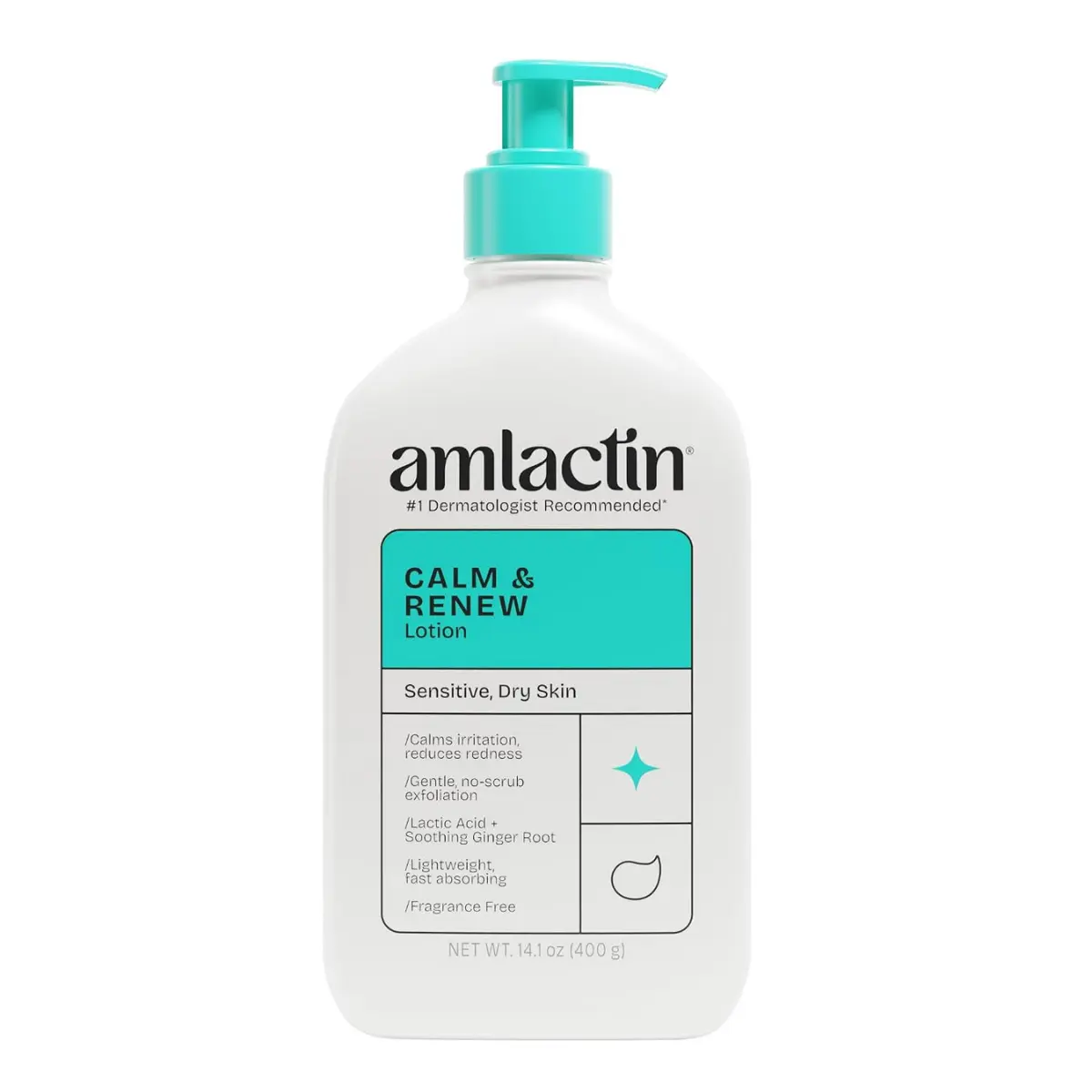 AmLactin Calm & Renew Lotion, Sensitive Dry Skin, 14.1 oz Lactic acid and ginger root lotion gently exfoliates and moisturizes sensitive dry skin for smoother, calmer-looking skin.