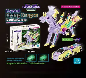 Silver Wing Flying Dragon Magnetic Transformation Toy Fantasy Pegasus Unicorn Combination Collision Two-in-One Children's Golden Wing Flying Dragon 1911