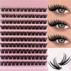 1Box Cluster Lashes 8-16mm Wispy Individual Lashes Natural Look Lashes D Curl Fluffy Cluster Lashes DIY Eyelash Extension Eyelash Clusters Extensions Volume False Eyelashes Lengthening Volumizing Lashes