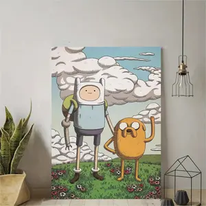 Adventure Time Friends Canvas Wall Art - Frameless 12x18" Poster, Whimsical Cartoon Decor for Bedrooms & Offices, Perfect Gift for Animation Fans