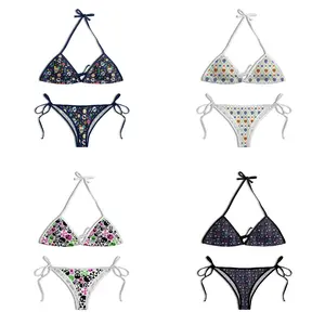 Sexy Emo Skeleton Bone Bikini - Seamless Y2K Alt Girl Swimsuit - Women's Goth String Swimwear