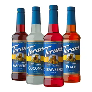 Torani Sugar Free Natural Flavored Beverage Syrup, Soda Flavors Variety Pack - Raspberry, Coconut, Strawberry, Peach - 25.4 fl oz (Set of 4)
