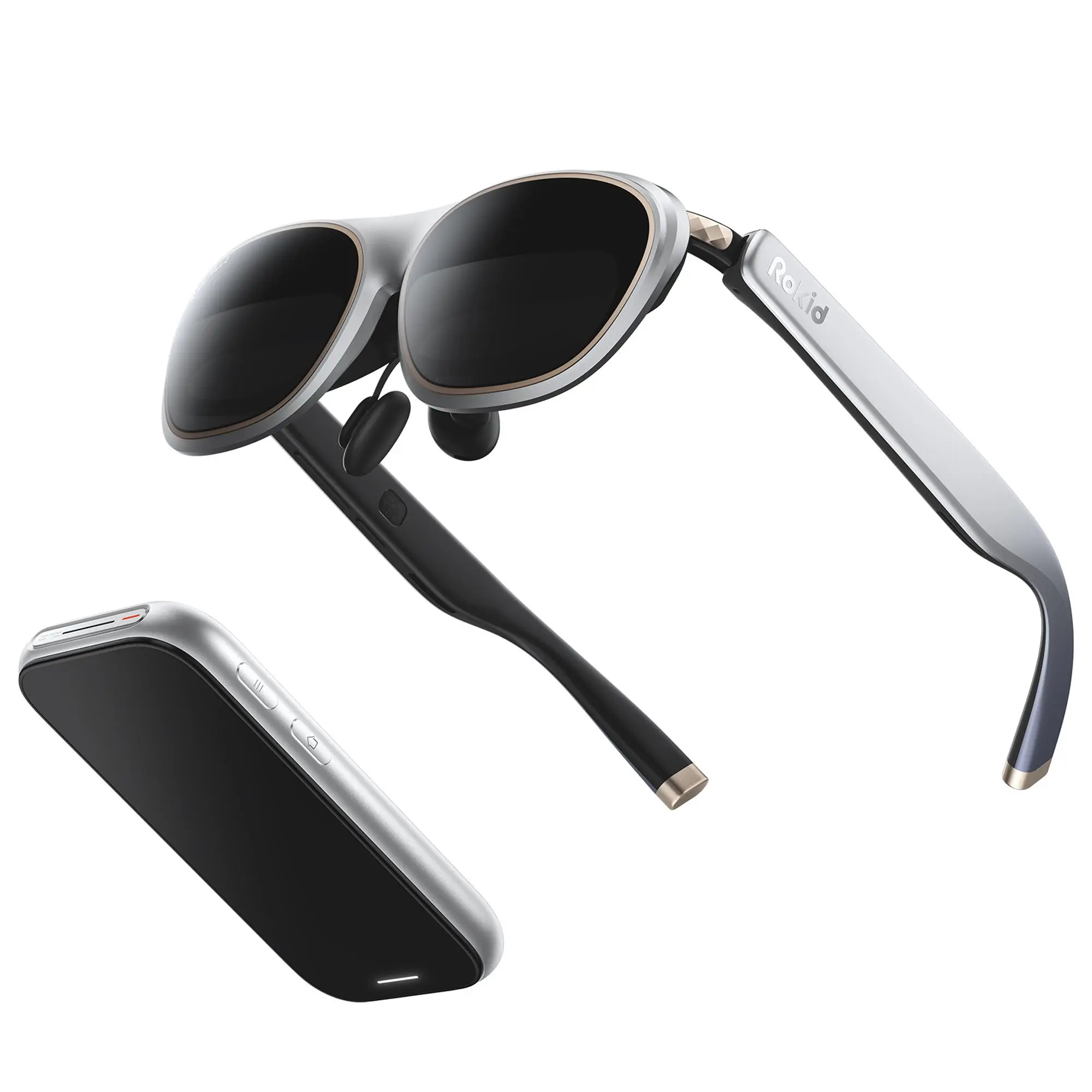 Rokid AR Spatial Video Glasses with 3-Screen Display, Max2 Black AR Glasses & Station2 Spatial Computer with 360" Micro-OLED, 120Hz OLED, 600 Nits, Multi-Tasking for Gaming
