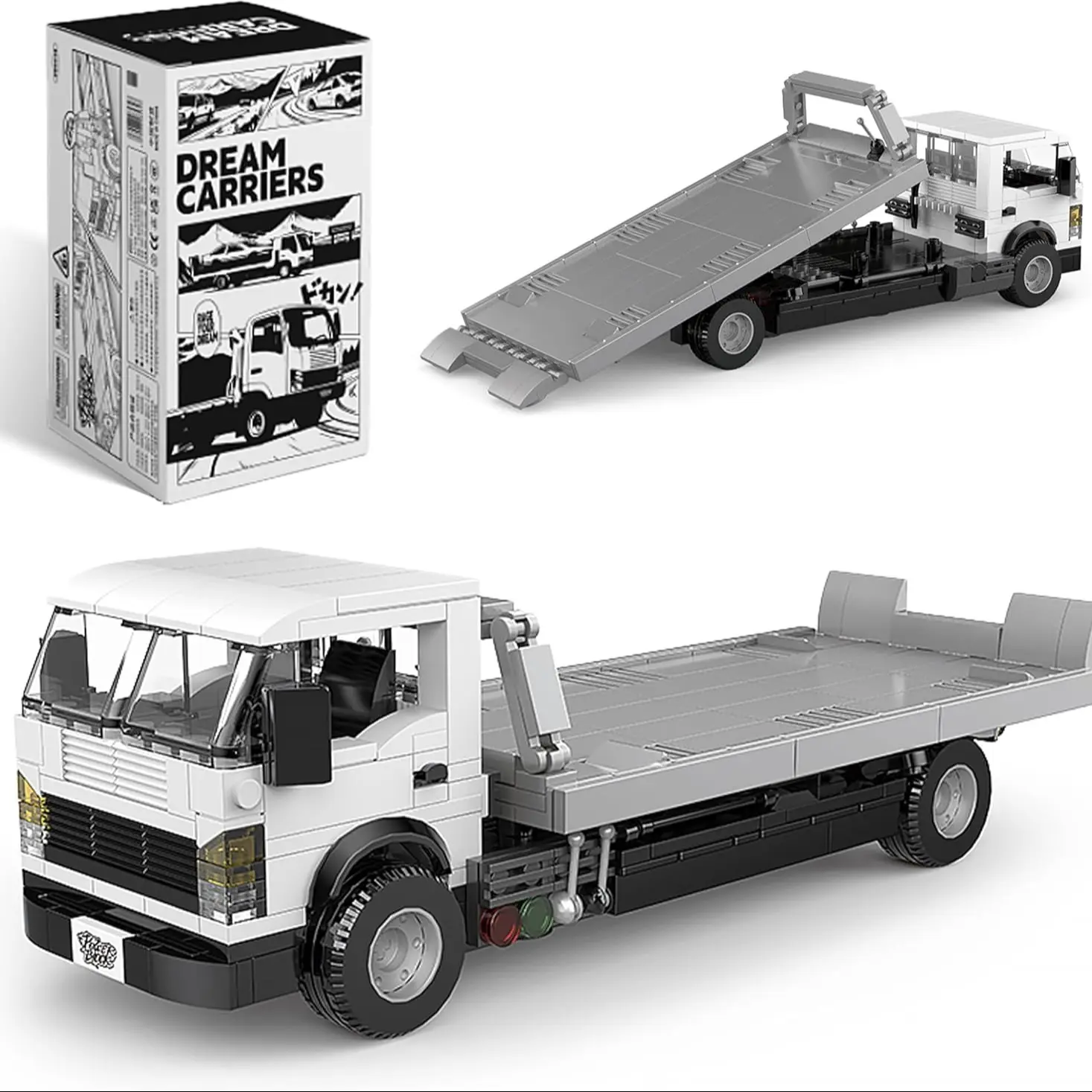 Rescue Flatbed Tow Trailer Truck Building Kit, 482 pcs Creative Building Blocks Set with Moving Platform ,Scale 1:32 Model, Bricks Toy for Kids & Adults Boys, Hobbyist, Collector,Christmas, Birthday Gift, Building Block Sets