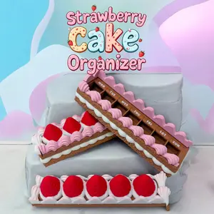 Strawberry Cake Pill Box | Cute Weekly Pill Organizer | Dessert-Themed Medicine Case | 7 Day Pill Box | Kawaii Desk Organizer