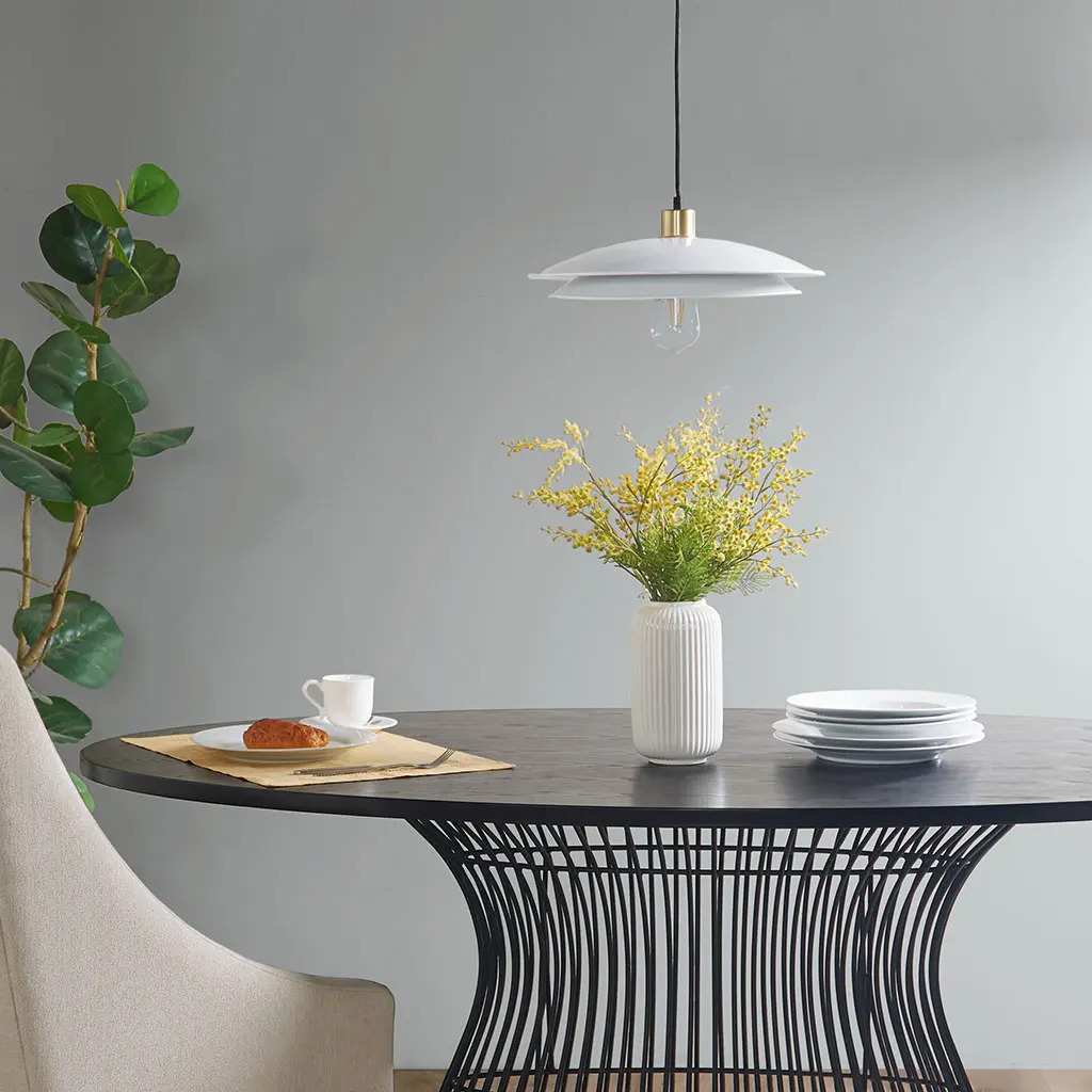 Pendant Light with Two-Tier Layered Shade Design