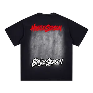HUSTLE SEASON Square Patch Monkey Washed T-Shirt