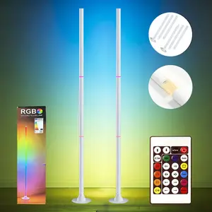 LED Rgbic Corner Floor Lamp, Music Sync DIY Mode, Remote Control, USB Powered, Color Changing, Living Room & Bedroom Decor, Indoor Decorative Light