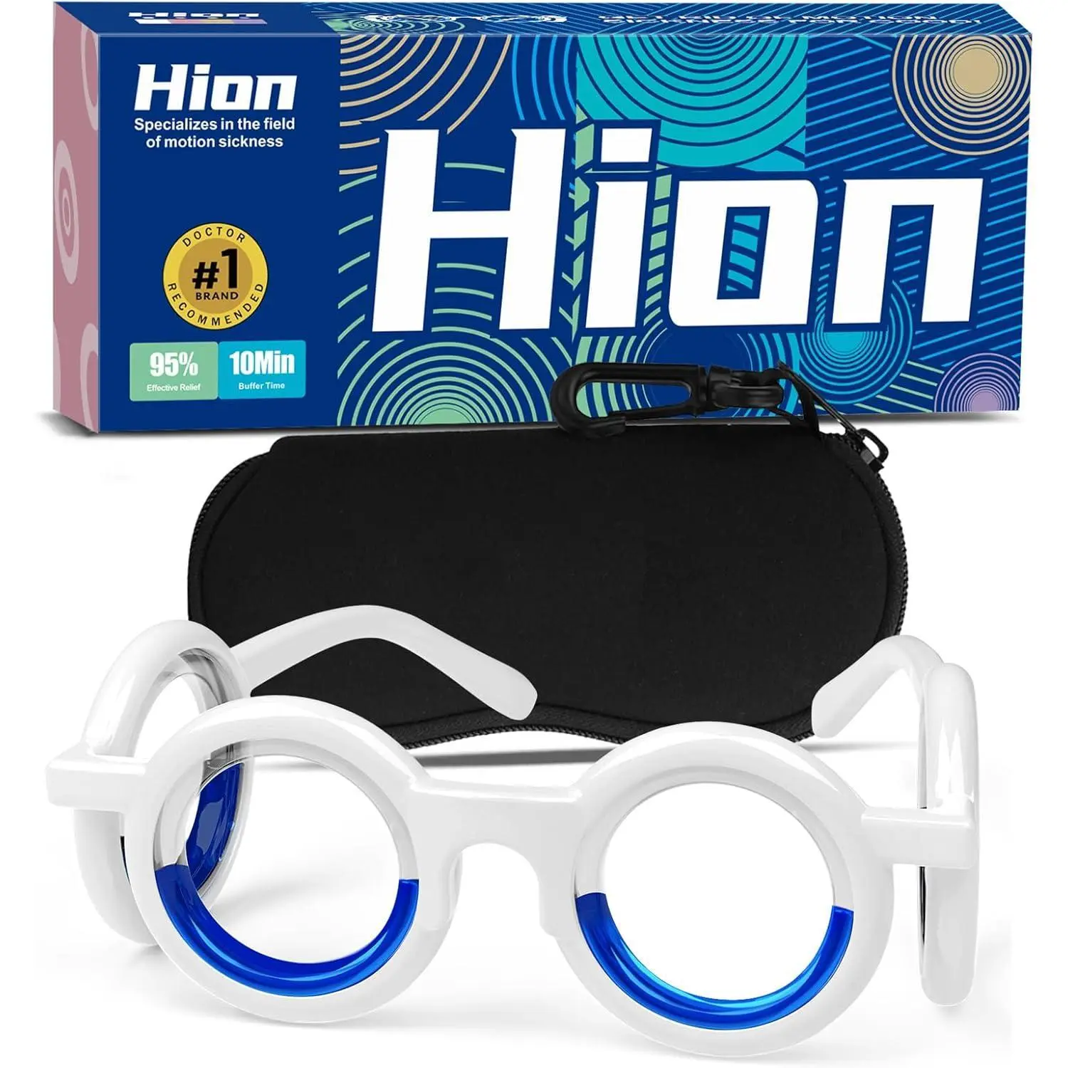 Motion Sickness Glasses, Relieve Carsickness Airsickness Seasickness, Ultra-Light Portable Nausea Vertigo Glasses, No Lens Liquid Glasses, for Adults or Kids(Deep Black Box)