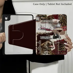 Leopard Print Collage Tablet Cover, 360° Swivel Shockproof Protective Folio with Pen Slot, Ultra-Slim Anti-Scratch Stand Protector, Compatible with 10.2/10.9 inch Tablets, Nice Gift