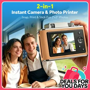 Hanin Z2 2-in-1 Instant Camera & Photo Printer, Includes 5 Sheets of 2x3 Inch Sticky Photo Paper, Travel Essential, Instant Print Camera, Retro Photography Style#SummerWins #DealsForYouDays