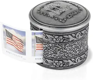 Roll Stamp Dispenser Roll Stamp Holder Roll of 100 Stamps Metal Dispenser