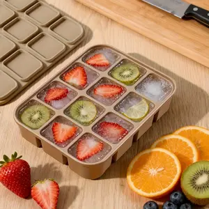 12 Slot Silicone Ice Cube Tray with Lid, Soft Flexible Ice Mold with Easy Pop Out Design and Odor Resistant Cover, Great for Cocktail Ice Cubes, Whiskey Ice, Coffee Ice, Stock Freezing and Meal Prep Portions, Heat and Cold Resistant, Dishwasher Safe