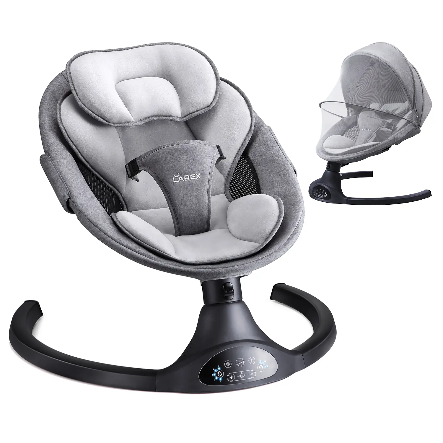 LAREX Electric Baby Swing & Bouncer for Babies,Baby Rocker with Remote Control, 5 Sway Speeds, 1 Seat Position, 10 Music  & Bluetooth, Bounce Chair for Newborn Baby