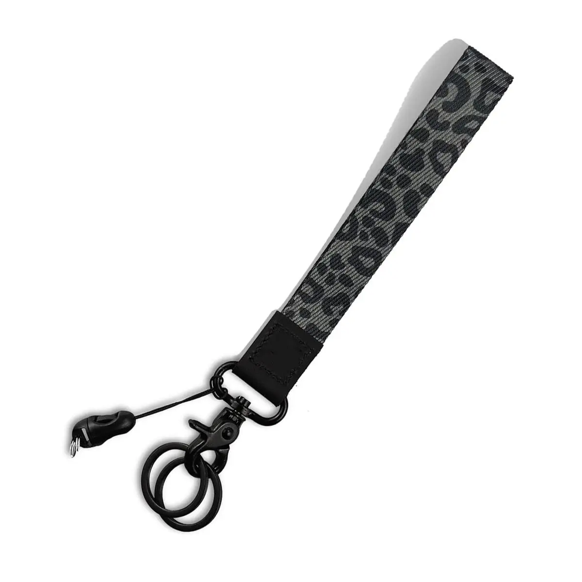 Black Leopard Wristlet Keychain for Women, Wrist Lanyard for Keys, Wallet, ID & Phone, Cute Hands-Free Everyday Accessory