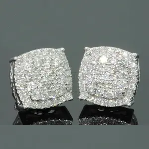 UURiel Hip Hop Micro Pave AAA Zircon Stone Stud Earrings Men Women Luxury Geometry Square Zircon Earrings，Unisex,, Ear Accessories, Sparkling Zircon