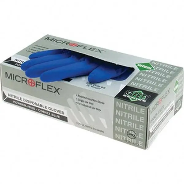 Microflex N272 Thick Synthetic Nitrile Disposable Cleaning Gloves - 100 Count, 240 mm, Non-Latex, Powder-Free, FDA Approved, Food-Grade, Ambidextrous, Non-Slip Full Grip, Textured Coating, Beaded Cuff, for Kitchen/Home Use