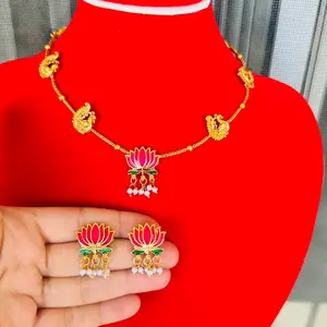 Brass and gold plated Necklace with earrings