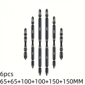 6pcs/3pcs S2 Nano Sand Cross/Double-Ended/Large and Small Head Bits, Strong Magnetic Anti-Slip Tungsten Steel High Hardness Electric Screwdriver, Suitable for Electric/Manual Drivers | Anti-Slip Grip Magnetic Drill Bit Tool Kit