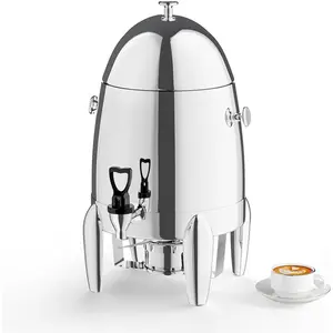 ROVSUN 3 Gallon/12L Beverage Dispenser, Stainless Steel Coffee Chafer Urn with Fuel Holder, Drink Dispenser with Stand Ice Container Spigot, Hot & Cold Drinks for Party Catering Buffet Banquet