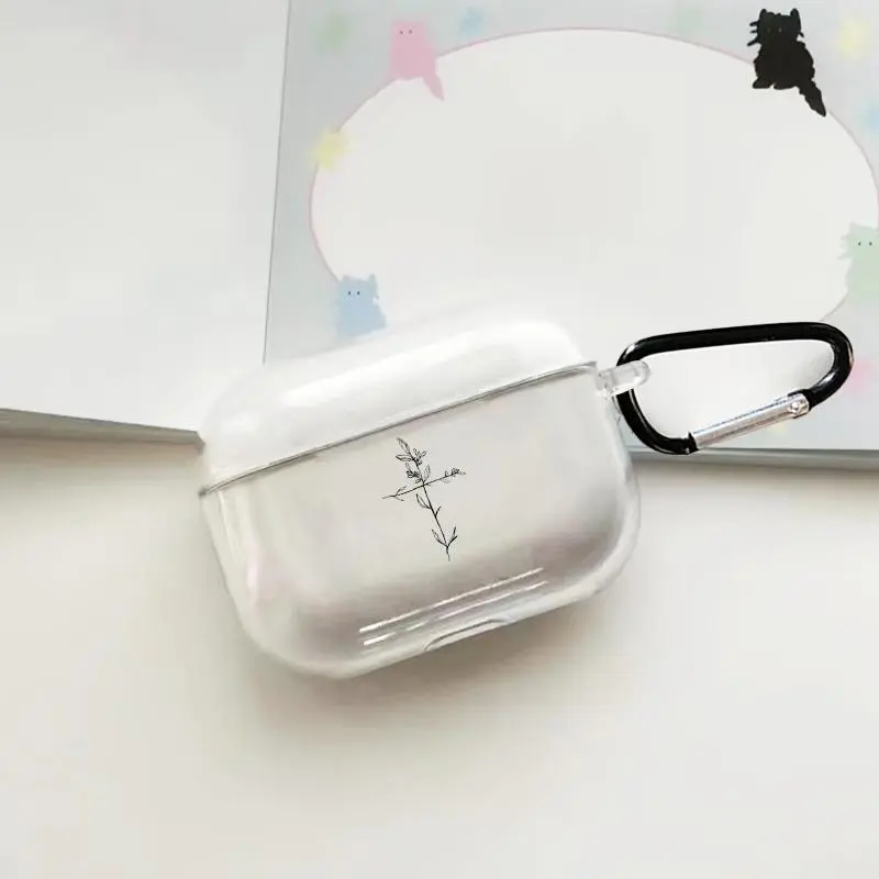Minimalist Cross Design TPU Earphone Case with Hiking Buckle, Shockproof Anti-Fall Cover for AirPods 1/2, 3, Pro, Pro 2, Gift Idea for Friends, Transparent +Clasp