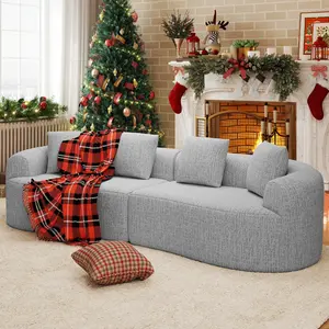 110” Modular Sectional Sofa for Living Room,4 Seater Cloud Couch with 4 Pillows - Boneless Curved Sofa Couch, No Assembly Required,Light Gray