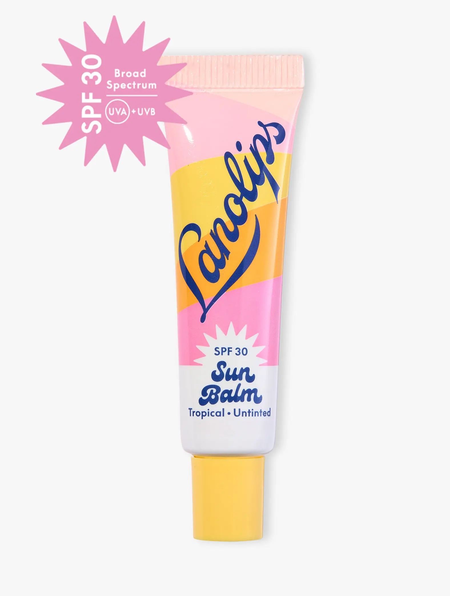SPF 30 Tropical Lip Balm  Broad Spectrum UVA/UVB Protection, Hydrating Lanolin Formula, Untinted Gloss Finish, Daily Sun Care for Lips