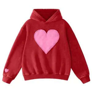 FAIABLE Unisex Trendy Vintage Pullover Sweatshirt for Women & Men- Oversized Heart Design Crewneck with Acid Wash Finish and Spacious Pockets for Ultimate Comfort and Style - Perfect for Gifts and Everyday Wear