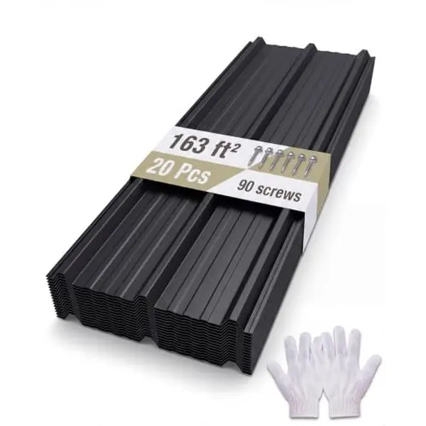 GAOMON Ribbed Metal Roofing Panels, 163 Ft²,59.1'' L x 19.8'' W / 20 Pcs / Roofing Tin / Corrugated Sheet / 29 Ga. / Anti-Cut & Purlin Bearing Leg / for Carport, Chicken