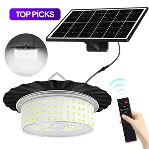 224-LED Solar Pendant Light with Motion Sensor, 5-Mode Waterproof Floodlight with Remote Control, Outdoor Wall and Garden Light for Patio, Deck, Shed or Camping