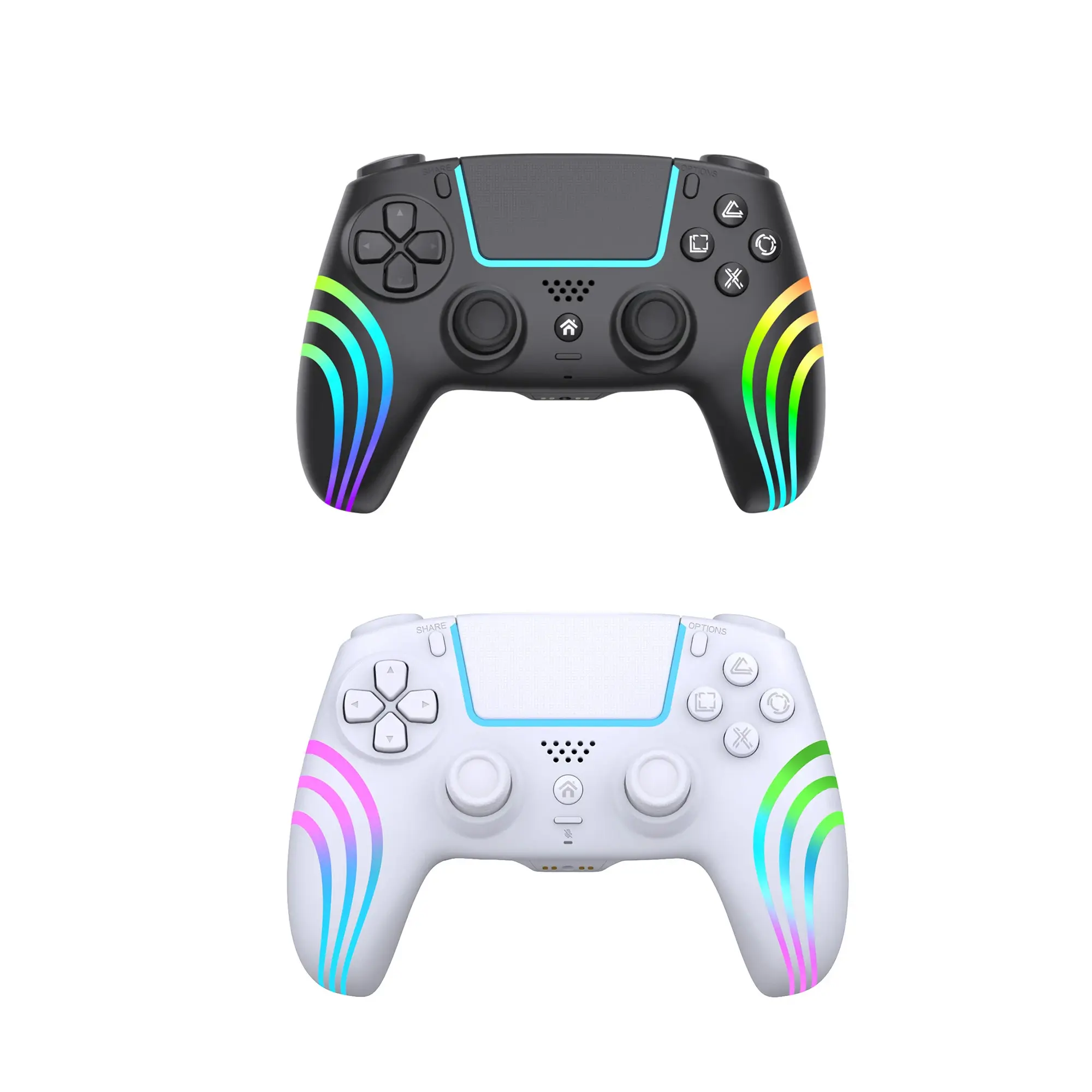Wireless RGB Gaming Controller - IP54 Rated ABS Plastic Gaming Accessory with Turbo, 6-Axis Gyro, Dual Vibration, Programmable Back Buttons, Customizable LED, Multi-Platform Compatibility with PS5/PS4, PC, Bluetooth Devices