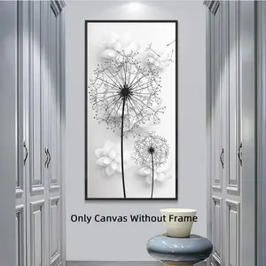 Dandelion Pattern Unframed Painting, Modern Minimalist Floral Abstract Design Canvas Poster, Wall Art for Home Living Room Bedroom Decor, Room Decor, Home Decor, Ornaments