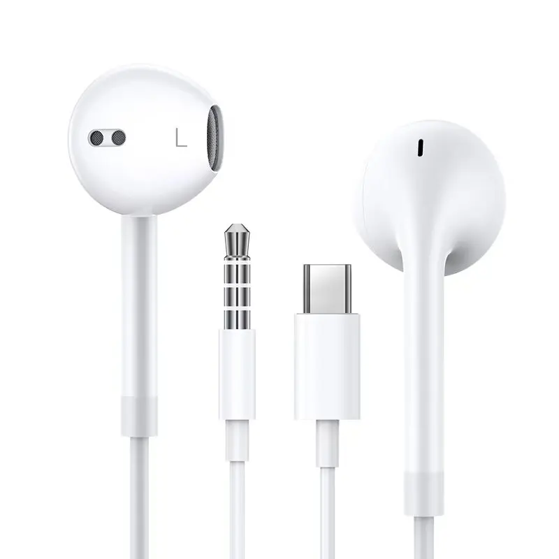 S01 USB C & 3.5mm Wired Headset Earbuds In Ear Design Headphones for iPad Pro iPhone 15 Series, HiFi Stereo Sound with Mic Volume Control, Universal Android Compatible