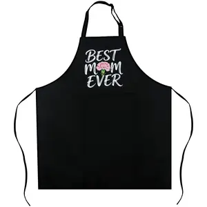 Best Mom Ever Apron with Pockets, Cooking Baking Gift for Women Mom Wife, Birthday Mothers Day Kitchen Chef Apron