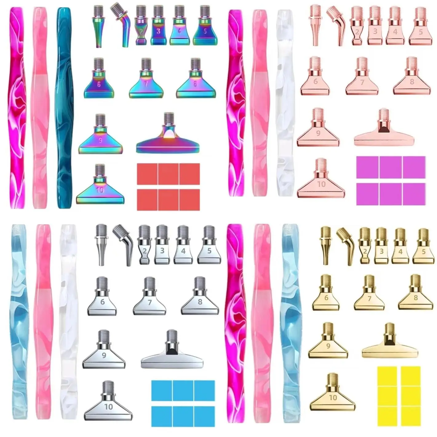 Diamond Arts Colorful Painting Pen Kit, Including 3 Counts Pens, 12pcs Pen Tips and 6 Counts Wax, Multi-functional DIY Pen Set with Box, Diamond Art P