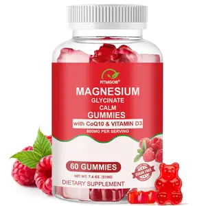 RTMGOB Magnesium Glycinate Gummies 600mg | Sugar Free Magnesium Potassium Supplement with Magnesium Malate, Vitamin D3, B6 & CoQ10 | Calm Sleep Support, Muscle Joint Bone Health, Focus & Memory, Anti Cramp for Adults