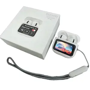 TWS Wireless Earbuds ANC Noise Cancelling LCD Color Touch Screen True Stereo Sound Waterproof Stable Connection for Gaming Daily Leisure Outdoor Activities