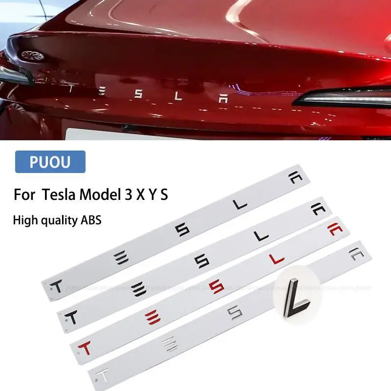 3D ABS TESLA emblem Letters  Logo Chrome Black Red Badge Car Rear Trunk Stickers For Tesla Model 3 Y X S Back Decals Accessories