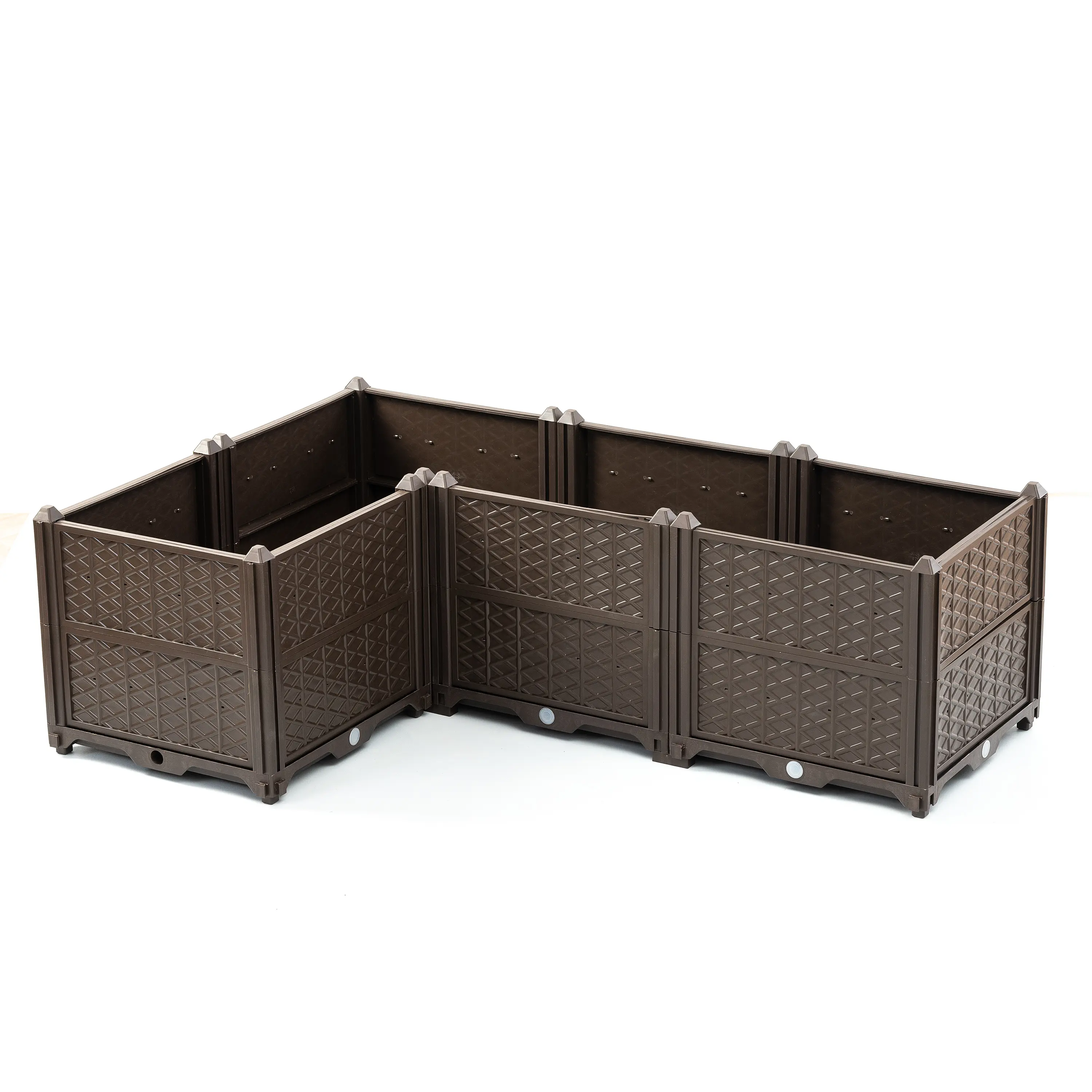 DOMISO DIY Raised Garden Bed Kit Rectangular Plastic Planter Grow Box for Fresh Vegetables, Herbs, Flowers & Succulents, Brown