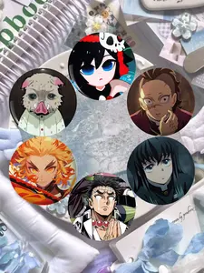 This Demon Slayer brooch set, Drop set pins, is perfect for bags, backpacks, and hats. These badges, accessories, and decorative pendants enhance the look of everyday items and make a gift. Ideal for birthday gifts or as a festive accessory