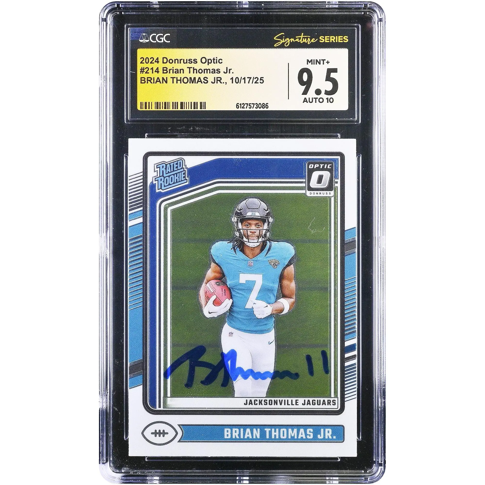 Brian Thomas Jr. Jacksonville Jaguars Autographed 2024 Panini Donruss Optic #214 CGC Authenticated 9.5/10 Rookie Card - Fanatics Authentic Certified