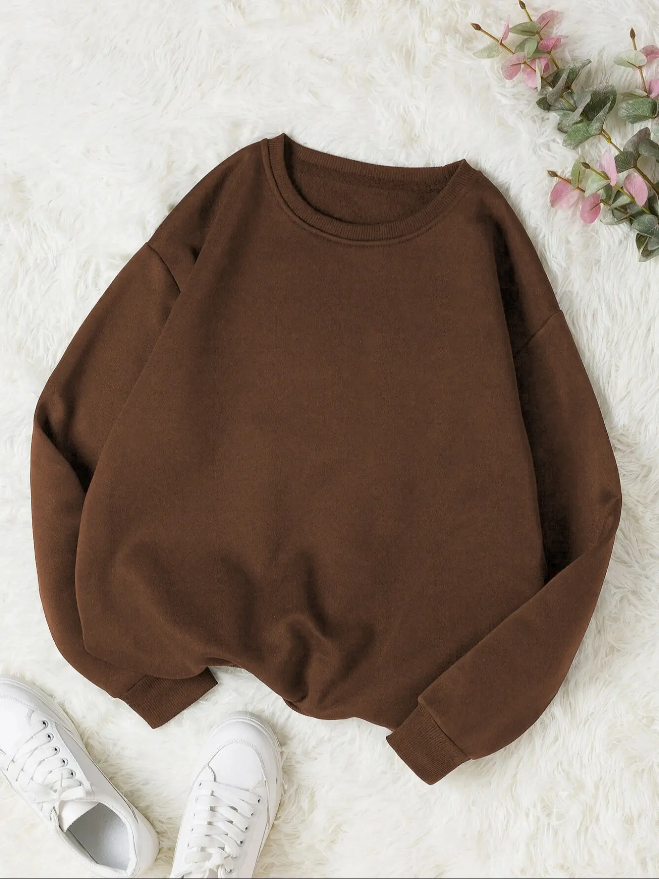 Women's Fall Winter Casual Everyday Fashion Loose-Fit Baggy Round Neck Pullover Sweater Top, Comfortable Solid Color Knitted Long Sleeve Shirt, Knitwear Basic, Knitting